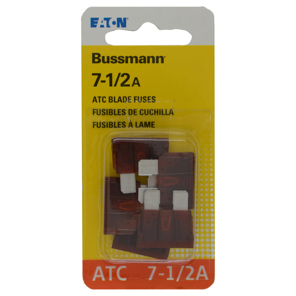 Bussmann BP/ATC-7-1/2-RP ATC Automotive Blade Fuse (71/2 Amp (Card)), 5 Pack
