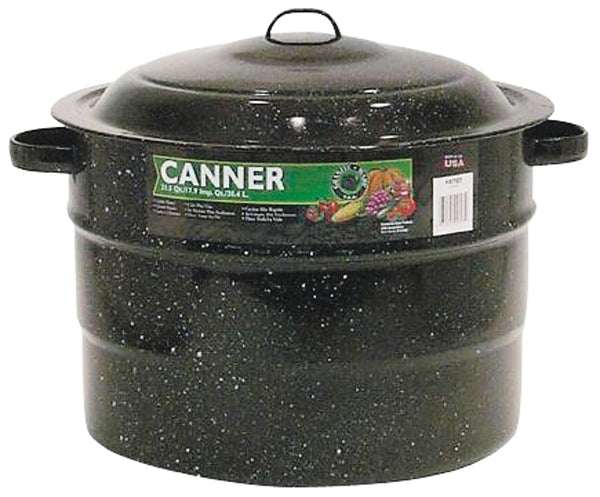 Granite Ware Enamel on Steel 21.5-Quart Water Bath Canner with lid & Jar Rack, Speckled Black 319814