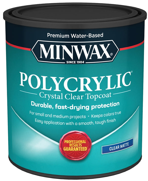 Minwax 622224444 Polycrylic Protective Wood Finish, Clear Matte, 1 Quart