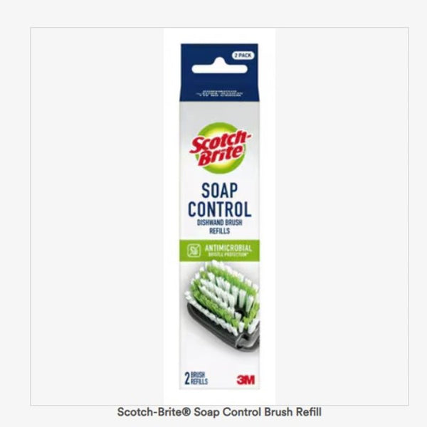 Scotch-Brite Soap Control Dishwand Brush Refills, Non-Scratch Scrub Brush Heads, 2-Pack (2 Total Refills), Durable & Odor-Resistant, Safe for Non-Stick Cookware & More 751U-RF-2
