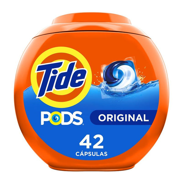 Tide PODS Laundry Detergent Pacs, 3-in-1 Stain Remover, Odor Fighter, Color Protector, 42 Count, HE compatible, Original Scent (Packaging May Vary) 00995