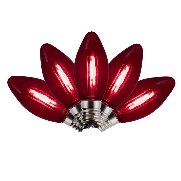 Holiday Bright Lights Indoor/Outdoor C9 Filament Bulb - Transparent Smooth Red 25 Pack BU25FLDSC9-TRDA