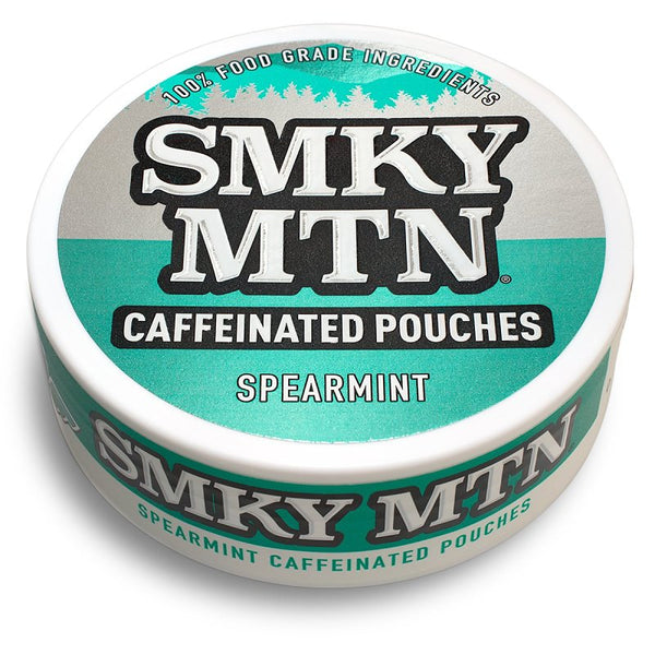 Smokey Mountain Caffeinated Pouches - Spearmint - Tobacco Free and Nicotine Free - 1 Can - 15 Pouches Per Can 1790