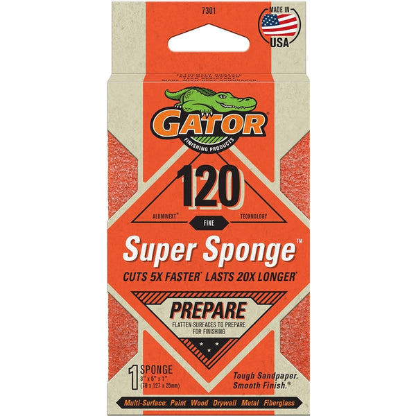 ALI INDUSTRIES 7301 120 25 CT Grit Sand Sponge, 3-Inch x 5-Inch x 1-Inch