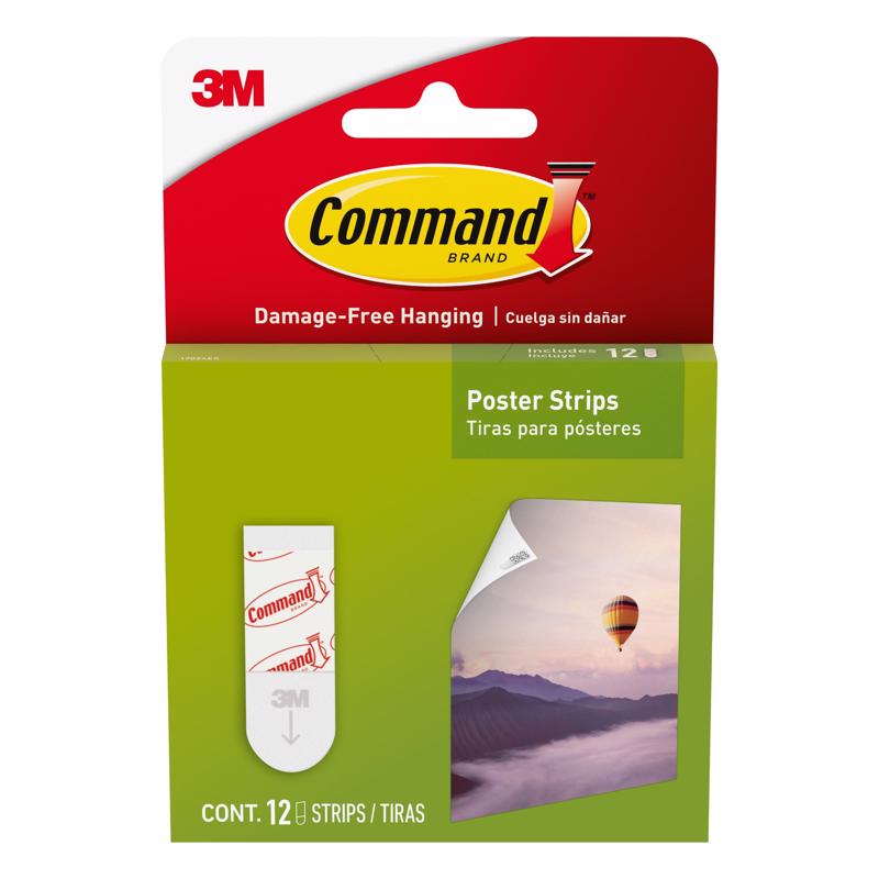 Command Poster Hanging Strips, 12 Strips, White, 17024 17024ES