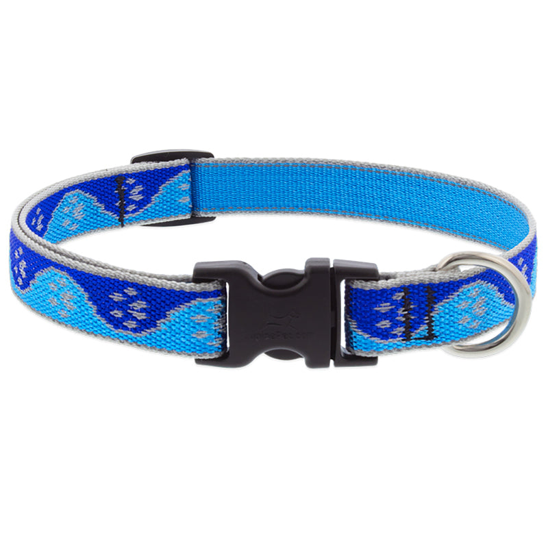 Lupine Reflective Small Dog Collar 3/4" Wide Blue Paws Adjusts from 9" to 14"