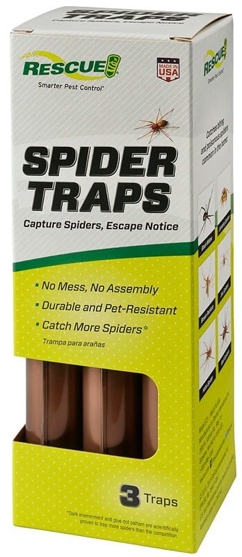 RESCUE! Spider Traps – Catches Brown Recluse, Hobo Spiders, Black Widows & Wolf Spiders – 3 Traps