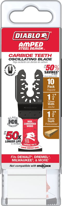 Diablo AMPED Demo Demon 1-1/4 in. Carbide Teeth Oscillating Blades for Nail-Embedded Wood (10-Pack) DOU125CW10