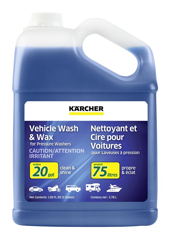 Kärcher Vehicle Wash and Wax, Pressure Washer Detergent, Cleans Cars, Bikes, Trucks, Boats and More, Highly Concentrated, Makes up to 20 gal of Cleaner
