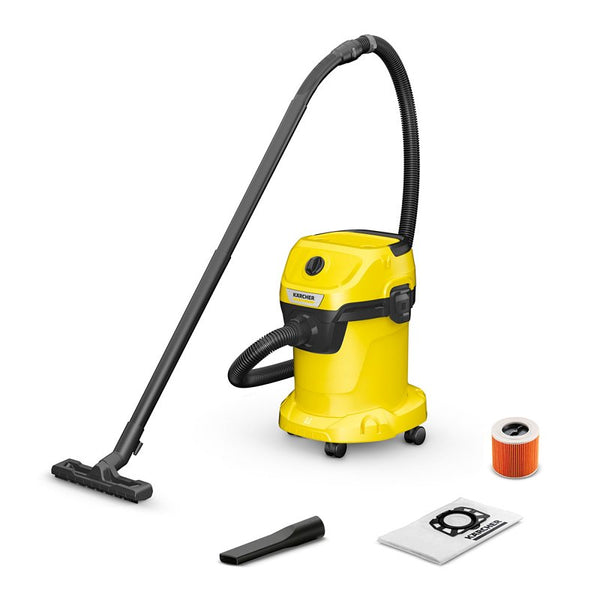 Kärcher - WD 3 Multi-Purpose Wet-Dry Shop Vacuum Cleaner - 4.5 Gallon - With Attachments - Blower Feature, Compact Space-Saving Design - 1000W,Yellow 1.628-114.0