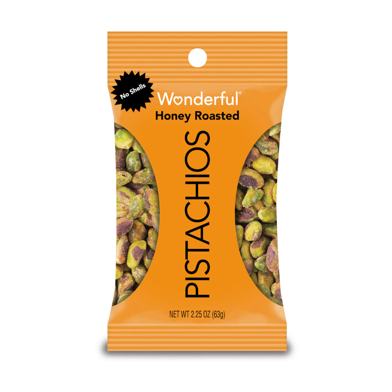 Wonderful No Shell Honey Roasted Pistachios, 2.25 Ounce - 24 per case.
