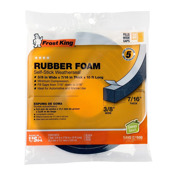 Frost King Thermwell #R738H 3/8x7/16 Black SpongeTape