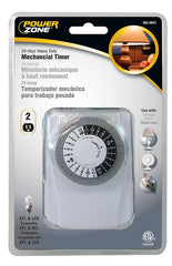 POWER ZONE TNI2423 Powerzone Heavy Duty Indoor Electromechanical Timer, 125 V, 15 A, 24 Hr