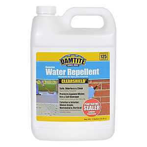 DAMTITE Concrete Water Repellent Clear Shield, Safe, Odorless & Clear, Protects Against Water, Ice & Salt Damage, Interior/Exterior Use (1 Gallon)
