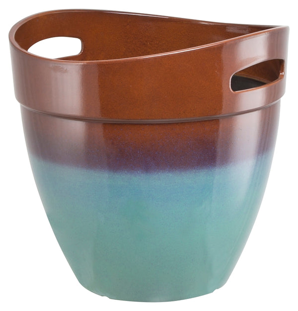 LANDSCAPERS SELECT 9067844 15 in. Resin Planter with Handle44; Teal PT-S040 (4-Pack)