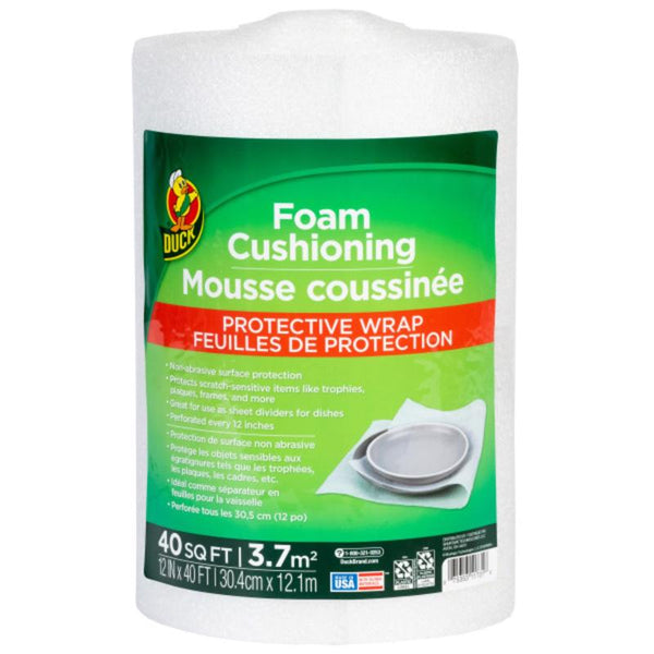 Duck Brand Foam Cushion Roll, 12 Inches by 40 Feet (283279),White