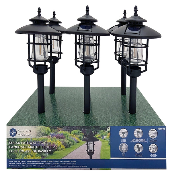 Boston Harbor 26074 Solar Stake Light with Led Filament, Black (Pack of 6)