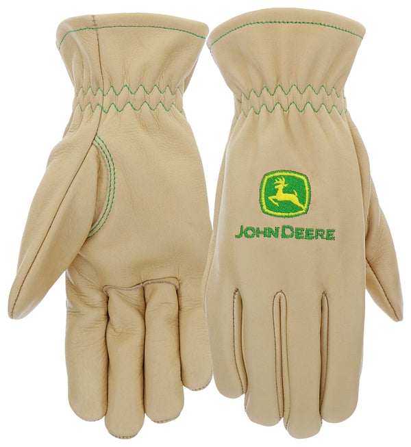 John Deere JD84014-WSM Women's Water Resistant Leather Gloves, Abrasion Resistant, Tan, Small/Medium