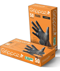 Grippaz G21091-XL50 Disposable Nitrile Gloves, Black