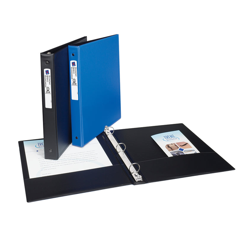 Avery Economy 3 Ring Binder, 1'' Round Rings, Color (Black, Pacific Blue) Will Vary, 1 Binder (11718)