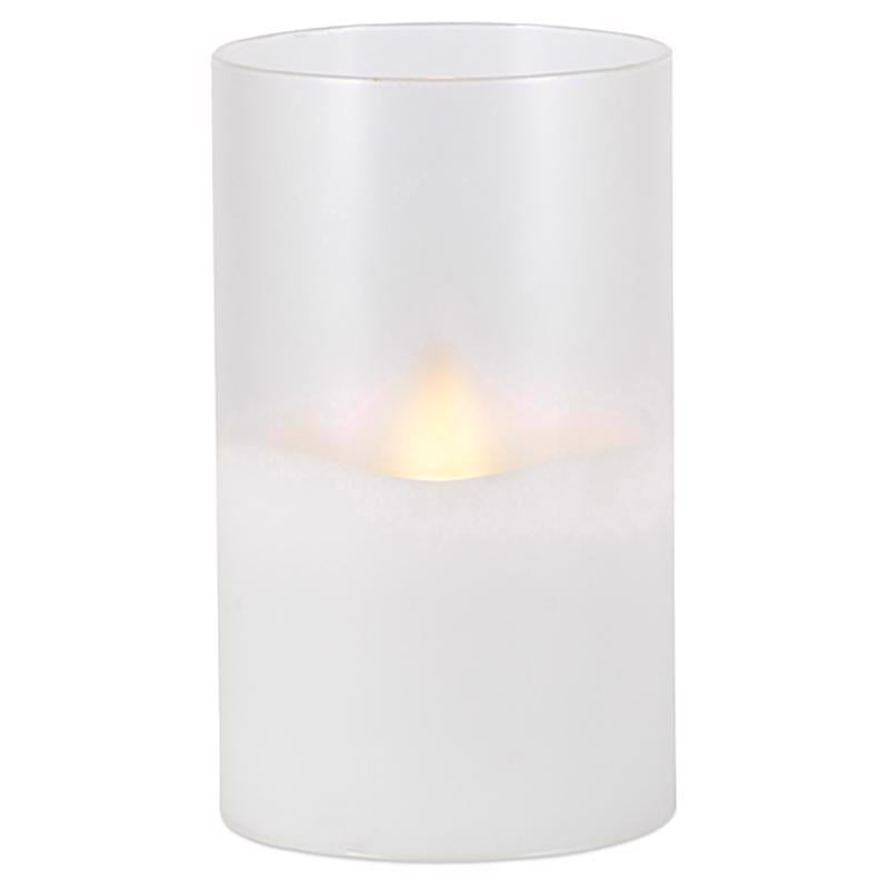 3.5-in D x 6-in H Hand Poured Wax Candle in Frosted Glass with Exclusive Illumaflame™ Glow
