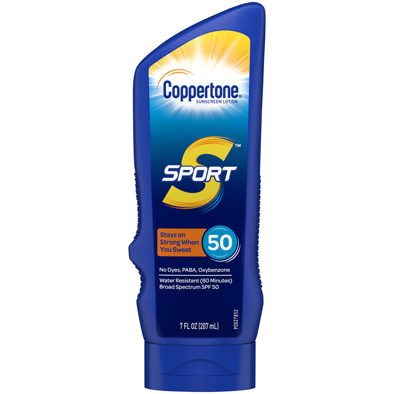 Coppertone SPORT Sunscreen SPF 50 Lotion, Water Resistant Sunscreen, Body Sunscreen Lotion, 7 Fl Oz