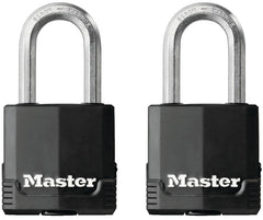 Master Lock Magnum Heavy Duty Outdoor Padlock with Key, 2 Pack Keyed-Alike, Covered M115XTLF