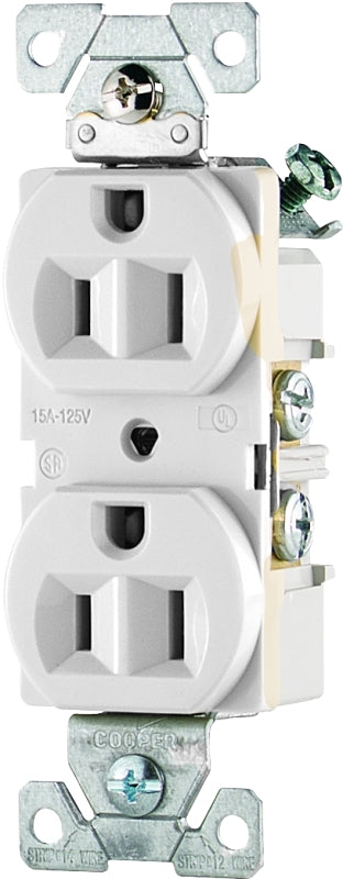 EATON Wiring CR15W-SP-L Commercial Grade Straight Blade Duplex Receptacle with 15-Amp, 125-Volt, 5-15-NEMA Rating, White