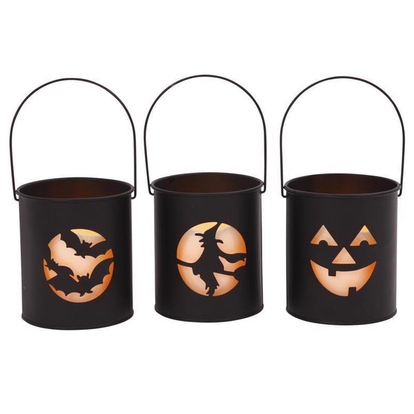 Gerson 4.5" H Metal Lighted Halloween Decoration, 3 Assorted 2353030 (12-Pack)