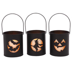 Gerson 4.5" H Metal Lighted Halloween Decoration, 3 Assorted 2353030 (12-Pack)