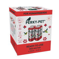 Perky-Pet 524 Ready-to-Use Red Hummingbird Nectar in Recyclable Aluminum Can - 4 Cans, 16 oz Each - 64 Total Ounces