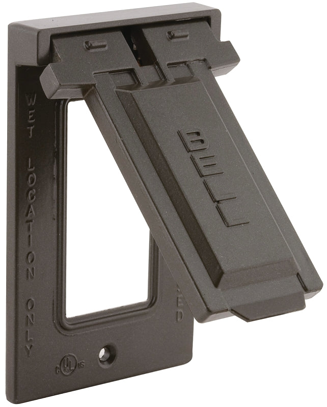 Hubbell-Raco 5103-2 1-Hole Weatherproof Device Cover, 4-9/16 in L X 2-13/16 in W X 0.797 in T, Bronze