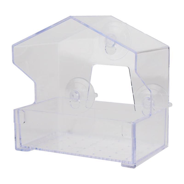 Perky-Pet Clear Outdoor Window Bird Feeder with Strong Suction Cups - 1/2 Lb Seed Capacity - Perky Pet 345 - Entertaining Bird Feeding - Watch Birds Eat Seeds