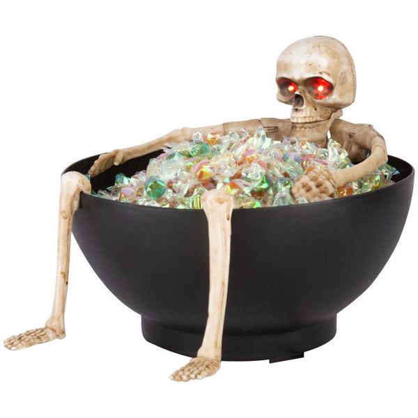 Gemmy Animated Candy Bowl Moving Jaw Skeleton w/Glowing Red Eyes, black 227285