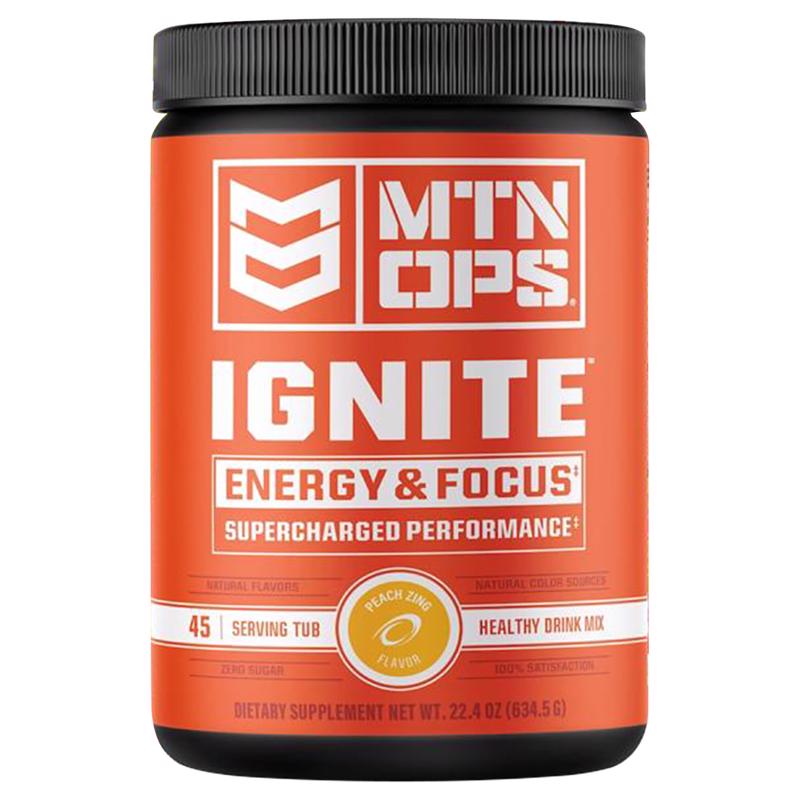 MTN OPS Ignite Energy Powder, Zero Sugar, Peach Zing