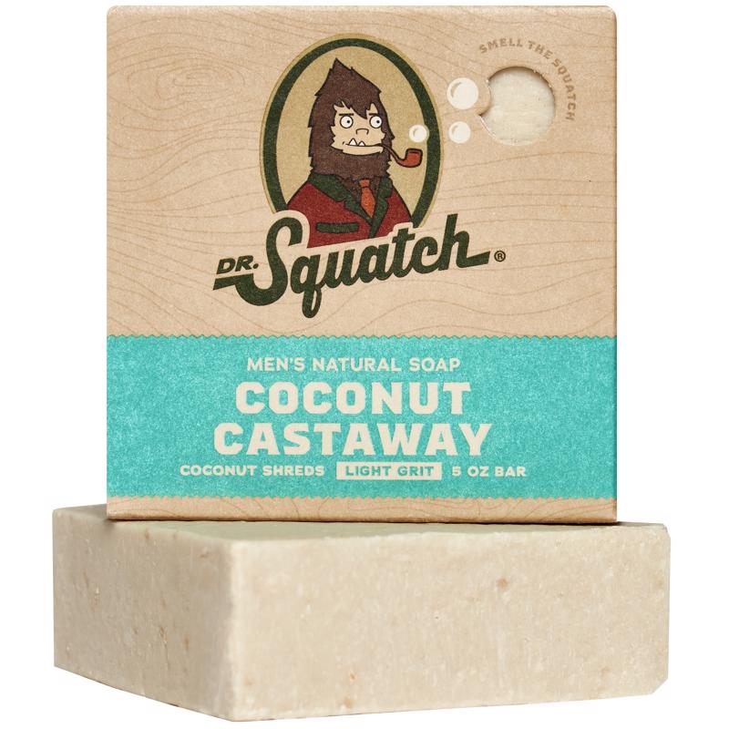 Dr. Squatch All Natural Bar Soap for Men with Light Grit, Coconut Castaway 5 Ounce (Pack of 1) 0.02 pounds