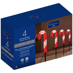 Celebrations 23174-71 4 Piece LED Red/White Cane Candy 12 in Pathway Decor