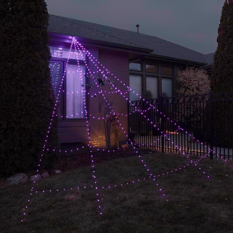 Celebrations Orange/Purple 496 ct 16 ft. LED Prelit Web Hanging Decor