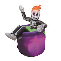Celebrations 4 ft. Prelit Animated Skeleton in Cauldron Inflatable CHH22348