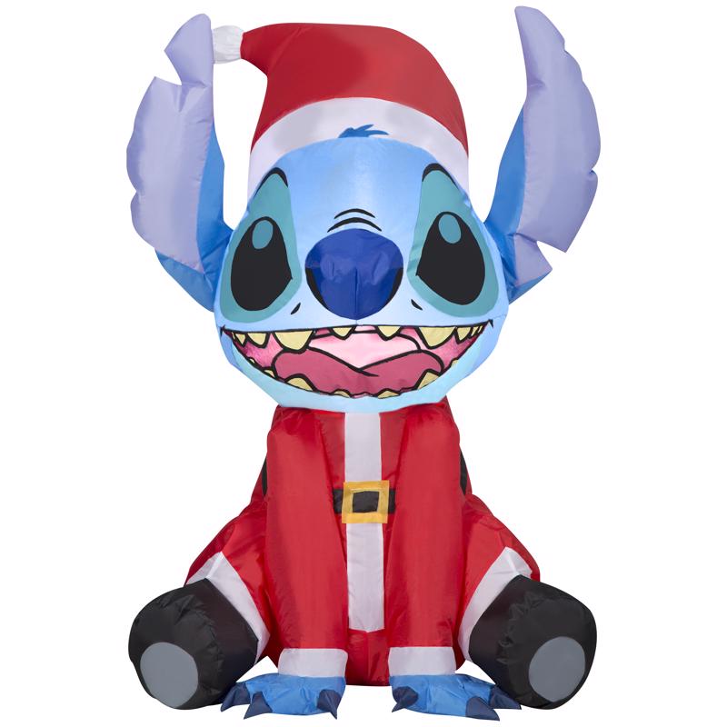 Gemmy Airblown Disney Stitch in Santa Suit Christmas Inflatable, 3-Ft, LED Yard Decor (6-Pack)