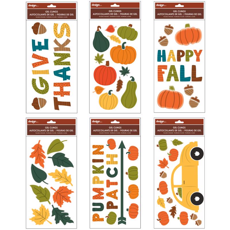 IG Design 9096837 Harvest Gel Clings Window Decor - Pack of 72