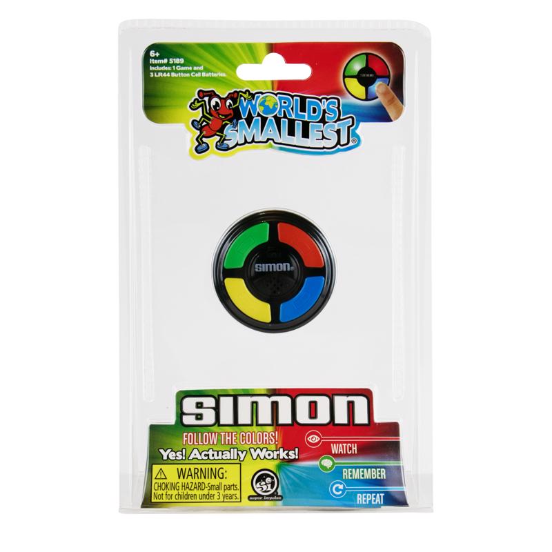 Worlds Smallest Simon – Exact Replica of The Original Electronic Memory Game - Only 2 inches in Diameter, Featuring Four Color Window Buttons and Authentic Tonal Sounds - Recommended for Ages 6+