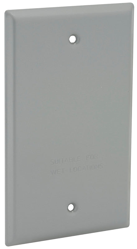 Hubbell-Bell 5173-0 Weatherproof Blank Single Gang Device Mount Cover, Gray