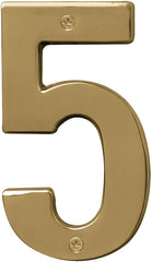 Hy-Ko Products BR-51PB/5 Prestige House Number 5 (FIVE) 5" High, Polished Brass Finish, 1 Piece