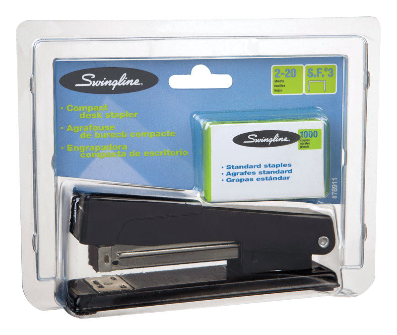 Swingline Compact Desk Stapler Pre Packed with 1000 Staples (S7078911P), Black