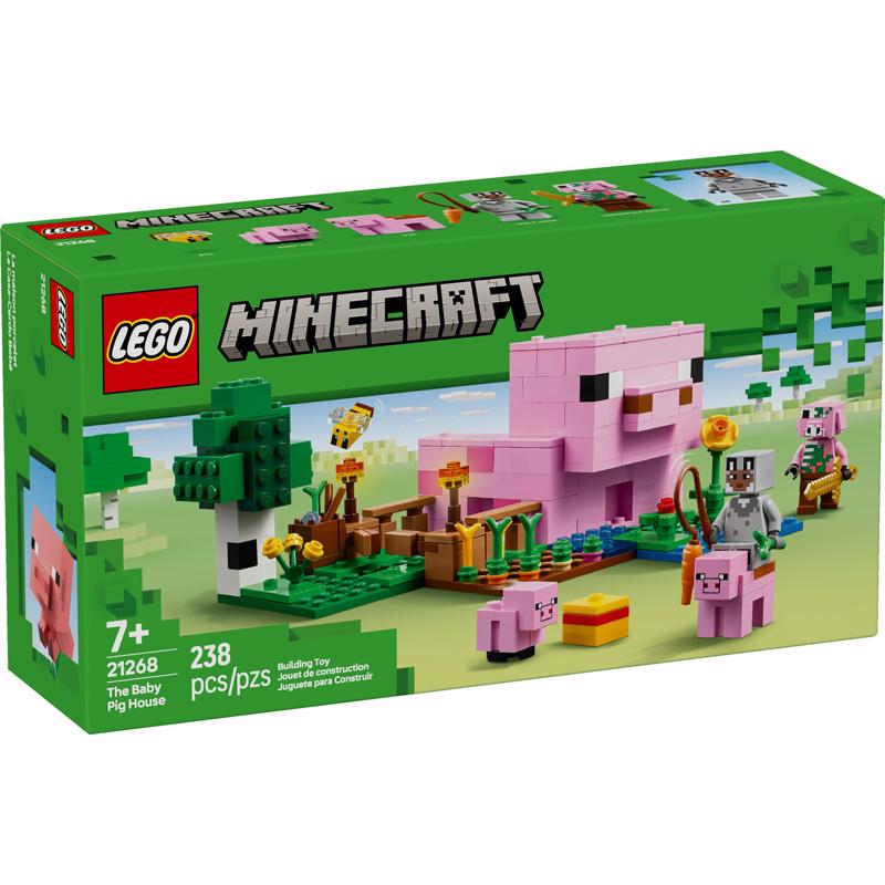 LEGO Minecraft The Baby Pig House Toy Figures and Playset - Building Minecraft Toy for Kids, Boys and Girls, Ages 7+ - Gift for Birthdays - with 2 Minifigures for Pretend Play - 21268