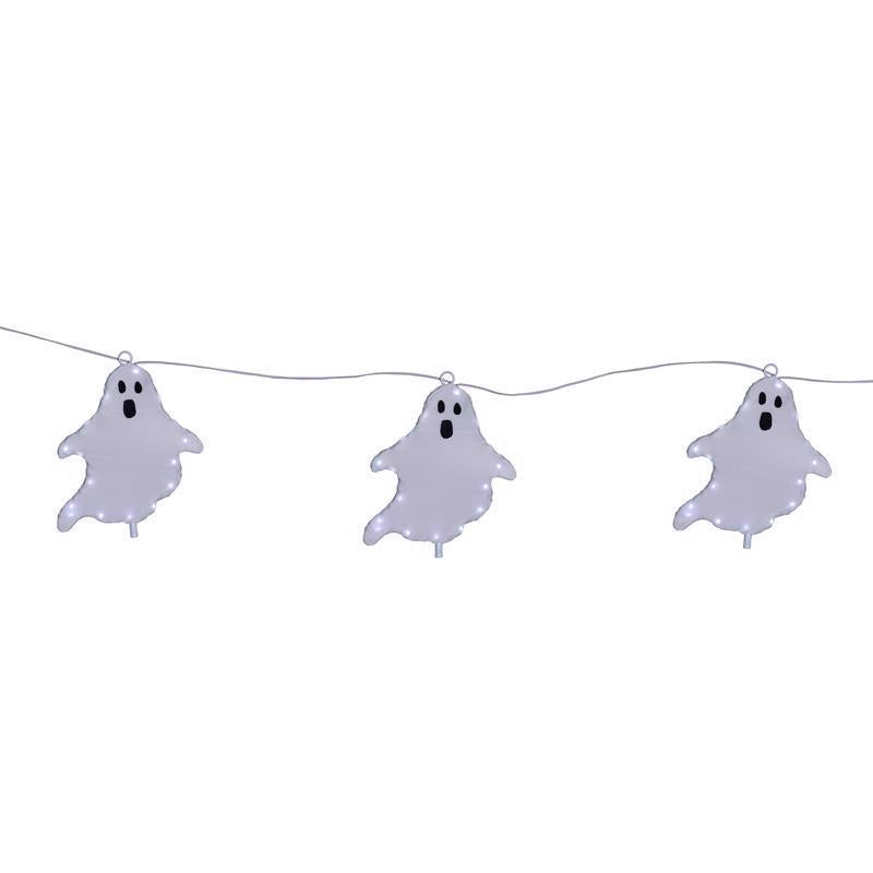 Celebrations Halloween White 16 in. LED 3 Ghost with Stake Halloween Decor