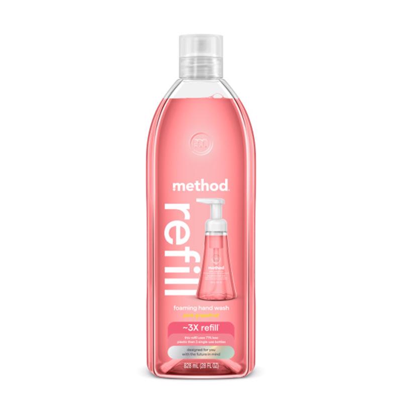 Method Foaming Hand Soap Refill, Pink Grapefruit, Recyclable Bottle, 28 fl oz (Pack of 4) (Packaging May Vary)