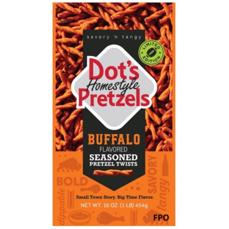 Dot's Homestyle Pretzels Buffalo Seasoned Pretzel Twist Snack, 16oz Grocery Sized Bag