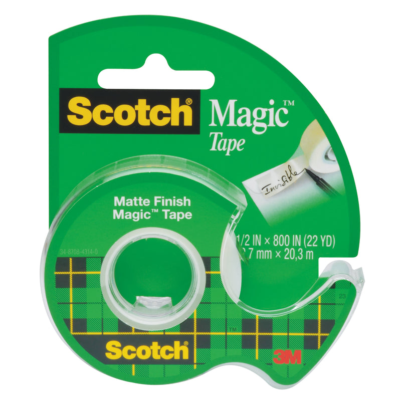 Scotch Magic Tape, 1 Roll, Numerous Applications, Invisible, Engineered for Repairing, 1/2 x 800 Inches, Dispensered (119)